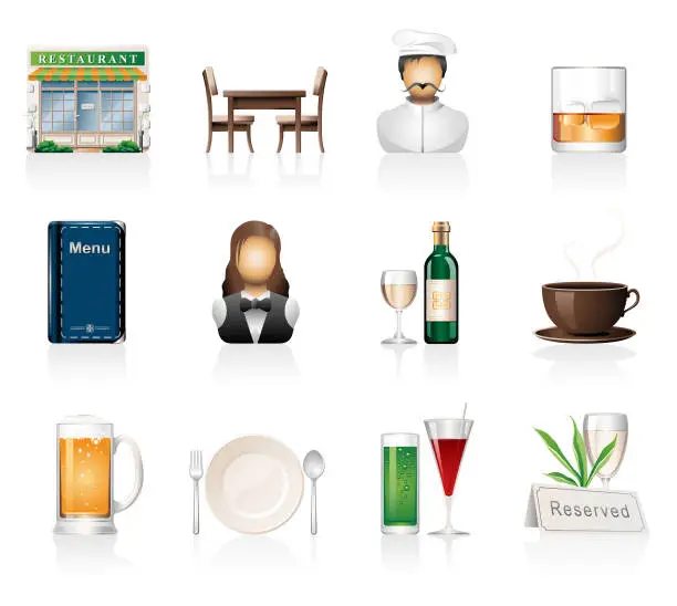 Vector illustration of Restaurant Icons