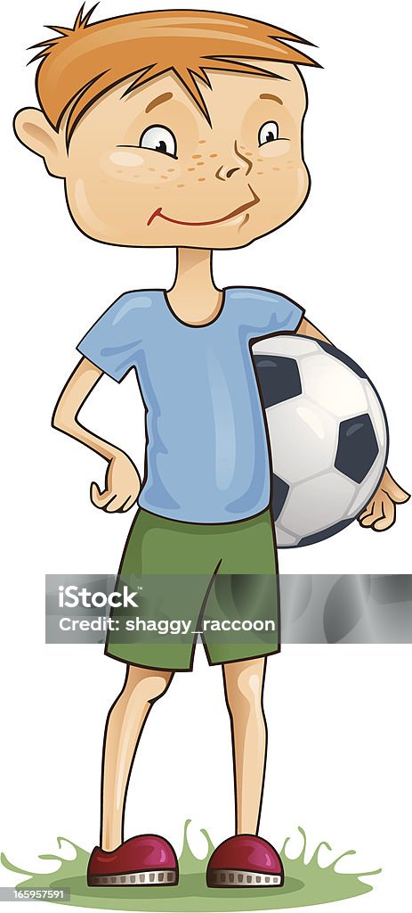 Footballer A boy holding a football under his arm. Zip includes: AI, PDF, 300dpi jpeg. Babies Only stock vector