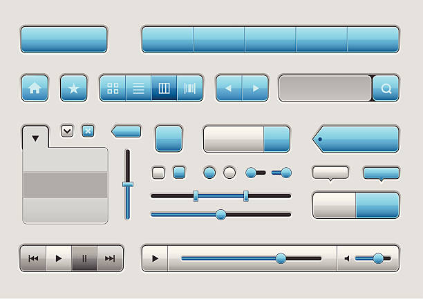 ilustrações, clipart, desenhos animados e ícones de web elemets collection - sliding control panel control playing