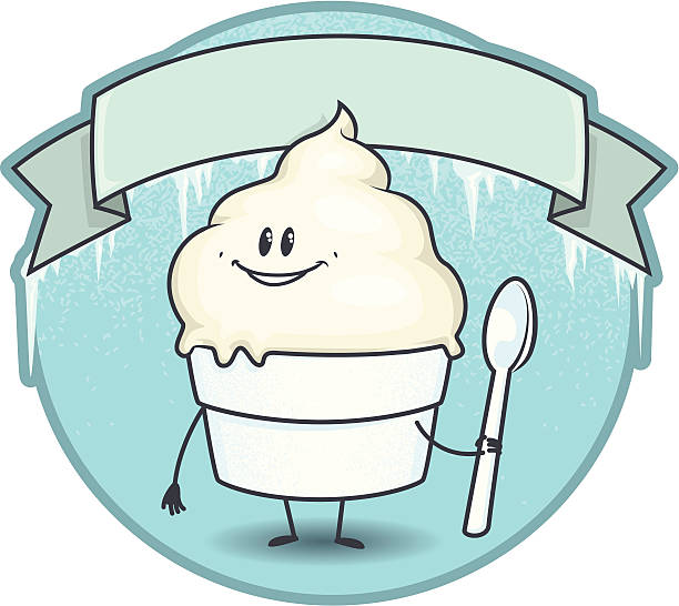 illustrations, cliparts, dessins animés et icônes de crème glacée à la vanille garçon avec bannière - custard