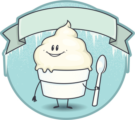 THIS IS AN ILLUSTRATION OF VANILLA CUSTARD OR ICE CREAM WITH HIS FAVORITE SPOON. AWAITING YOUR SPECIALLY WRITTEN BANNER. 