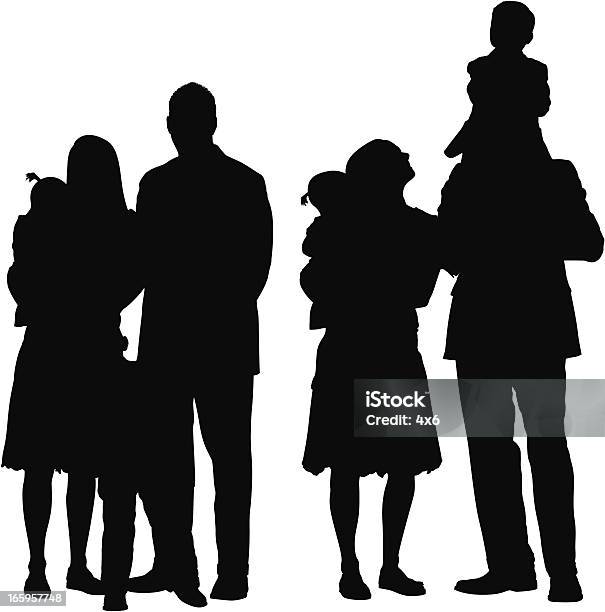 Ilustración de Múltiples Imágenes De Familias y más Vectores Libres de Derechos de Familia - Familia, Silueta, Contorno