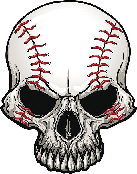 baseball czaszka - softball seam baseball sport stock illustrations