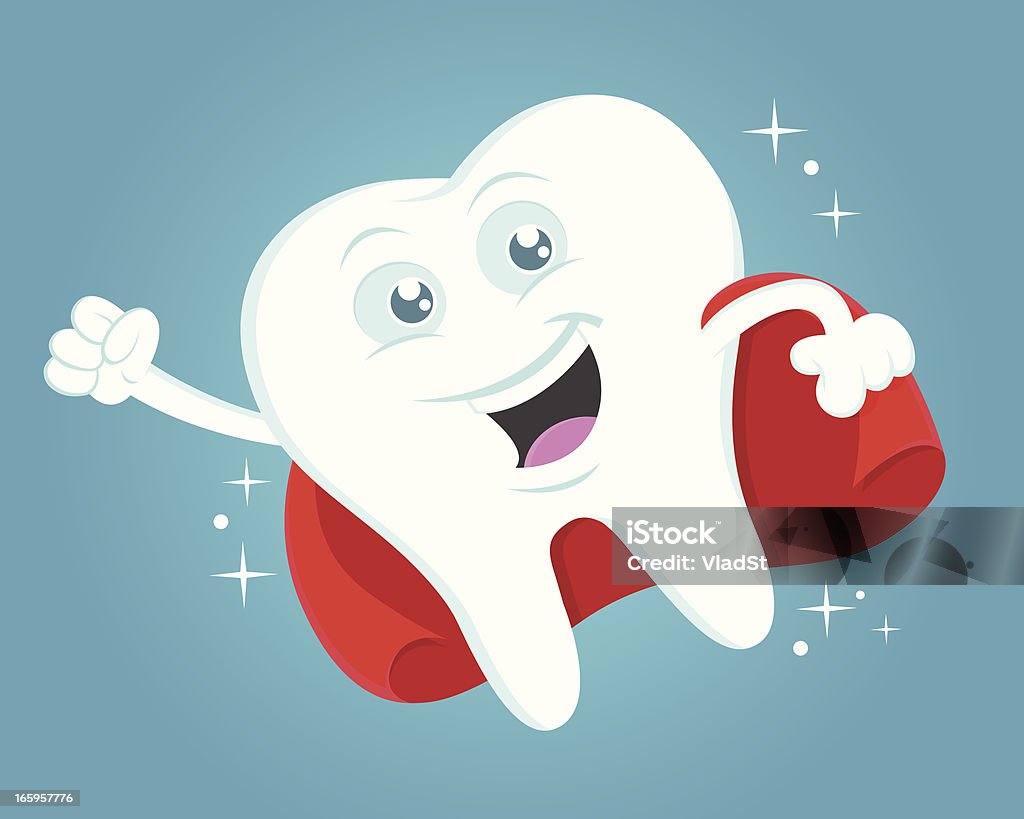 Ząb superbohater - Grafika wektorowa royalty-free (Dentysta)