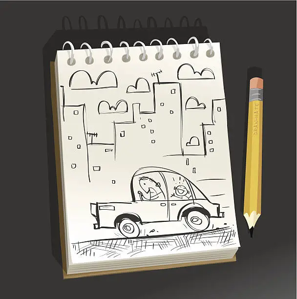 Vector illustration of Sketchpad - Driving isn't fun