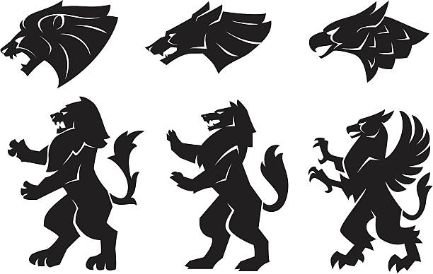Heraldry animals vector art illustration