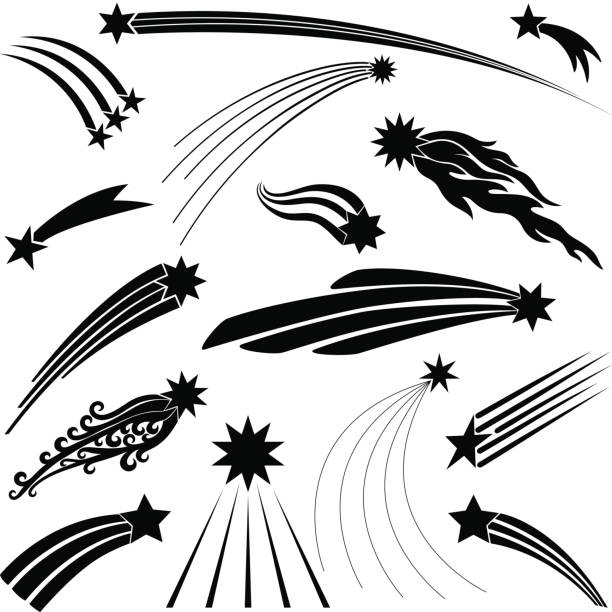 Shooting Stars Vector Shooting Stars silhouettes. star trail stock illustrations