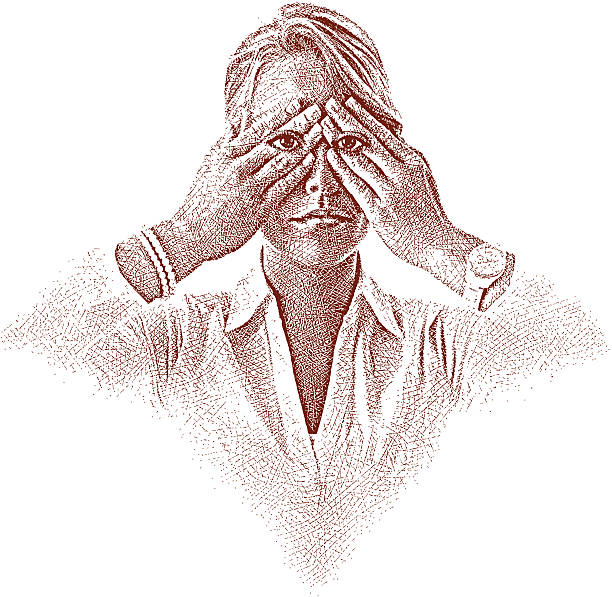 wyszukiwanie i przeciwności - hands covering eyes illustrations stock illustrations