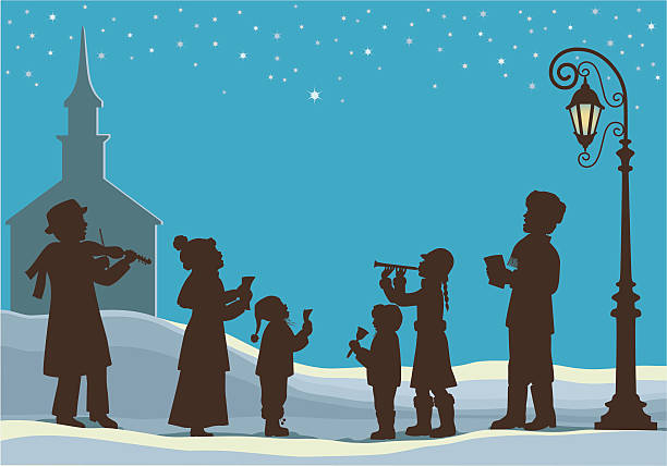 рождественская музыка - caroler stock illustrations