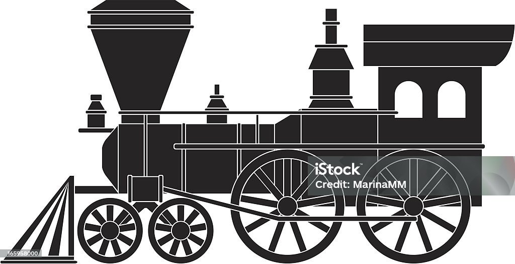 Old Train Abstract illustration of old locomotive, in silhouette. The archive consist of  EPS, PDF and hi-resolution JPG format.  Railroad Car stock vector