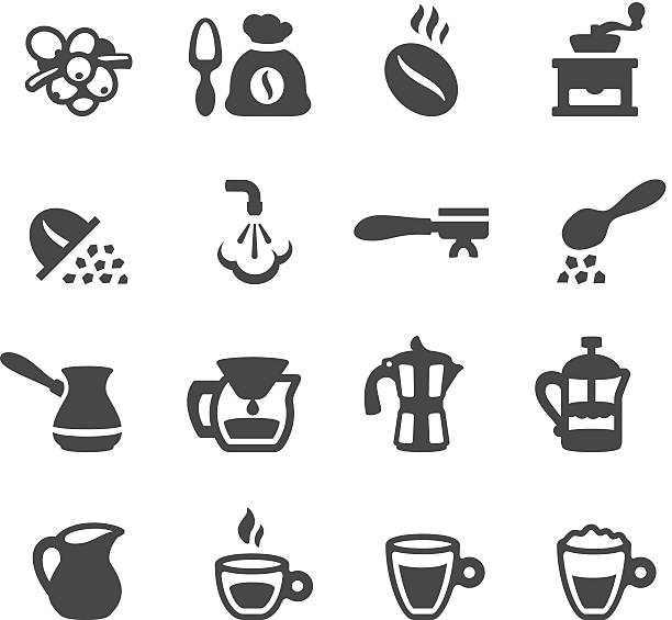 ilustrações de stock, clip art, desenhos animados e ícones de mobico ícones de café expresso - sack burlap bag roasted