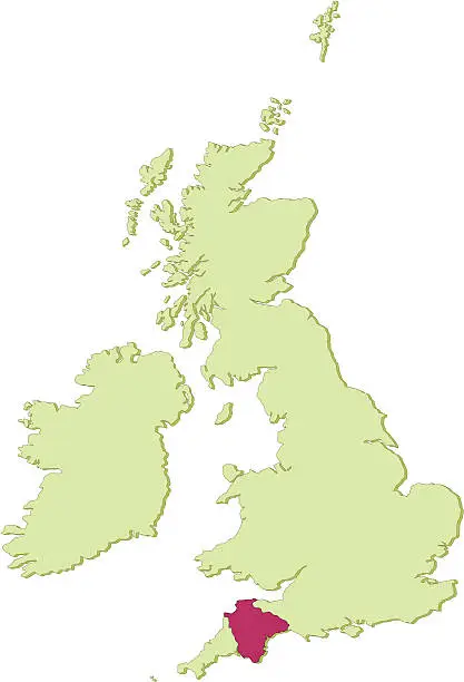 Vector illustration of UK Devon map