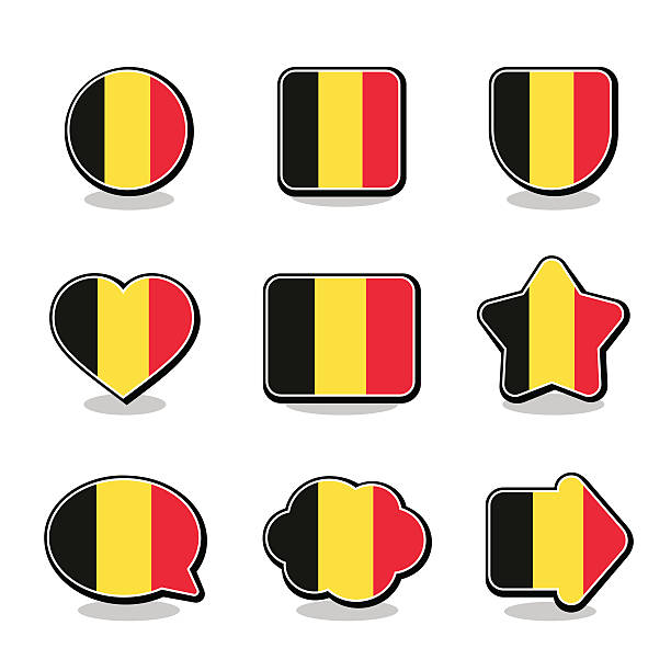 ilustrações, clipart, desenhos animados e ícones de bandeira belga conjunto de ícones - belgium belgian flag flag shield