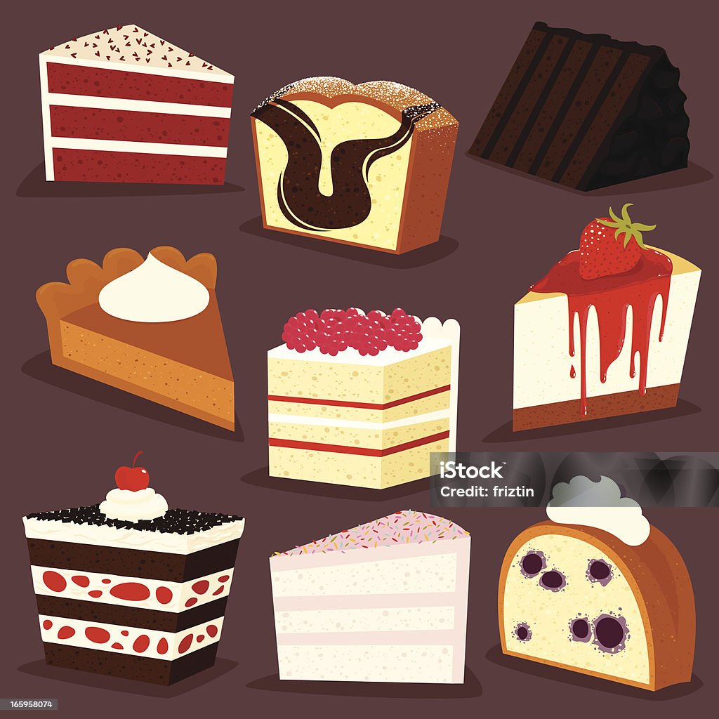Cakes slices icon set - EPS8 Marble Cake stock vector