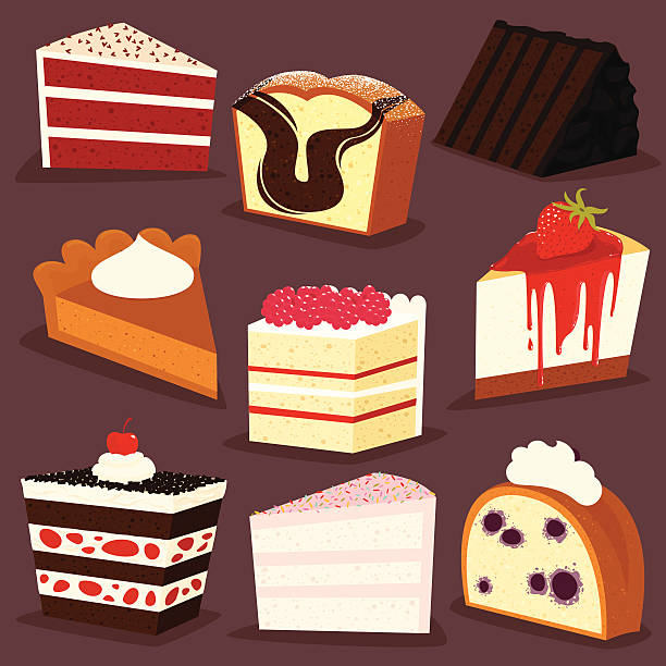 Cakes slices icon set - EPS8 vector art illustration