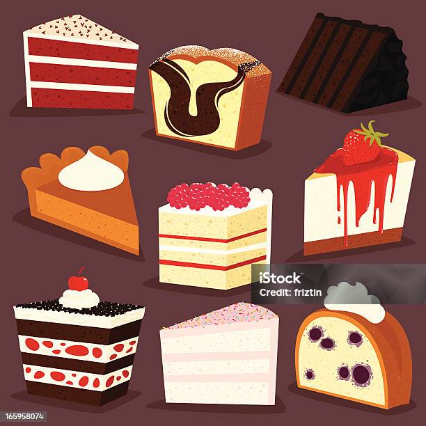 Cakes Slices Icon Set Eps8 Stock Illustration - Download Image Now - Marble Cake, Cake, Red Velvet Flavor