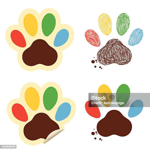Colorful Paws Stock Illustration - Download Image Now - Paw Print, Multi Colored, Animal