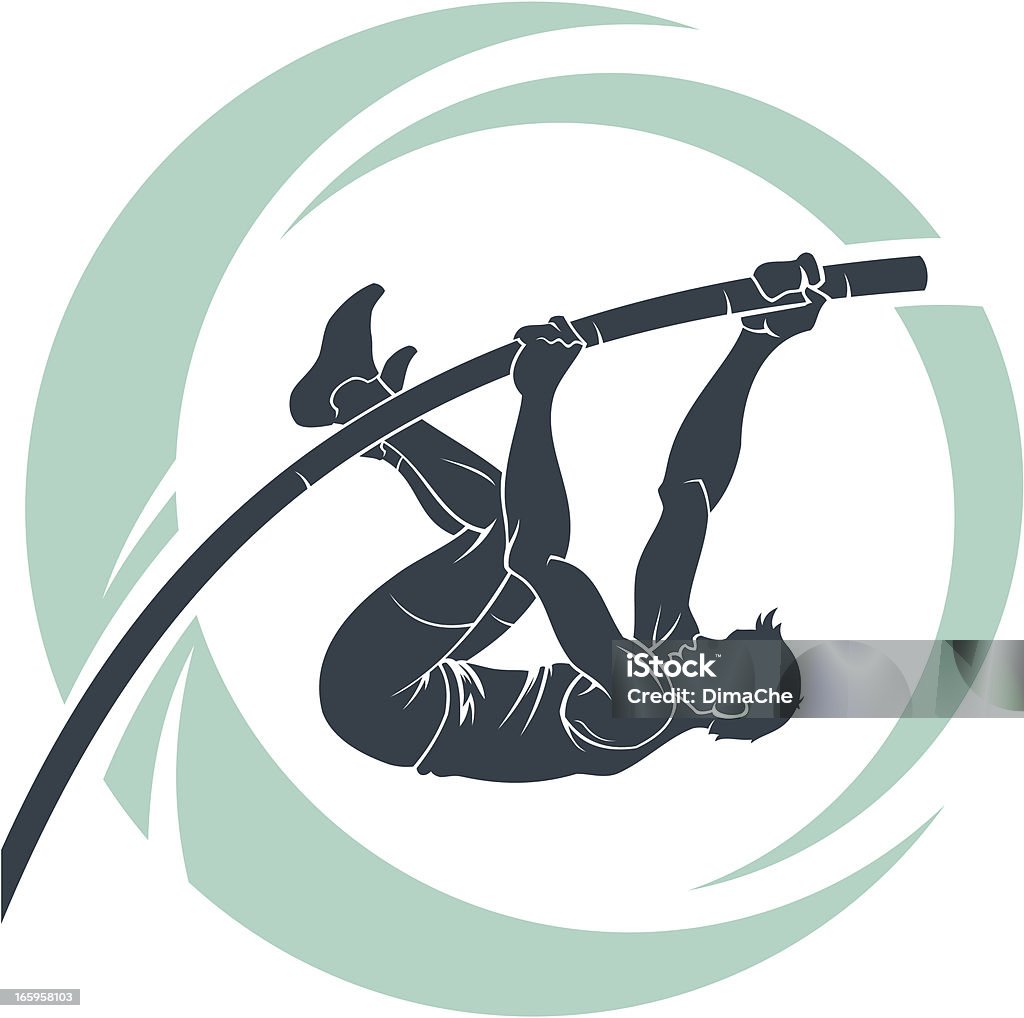 Pole vaulting Male athlete jumping with pole. Pole Vault stock vector
