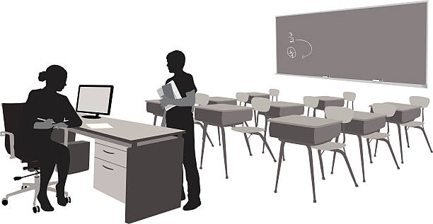 ilustraciones, imágenes clip art, dibujos animados e iconos de stock de alumno - focus on shadow computer graphic learning black