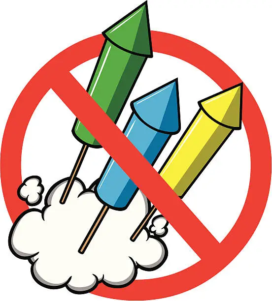 Vector illustration of Burn Ban - No Fireworks