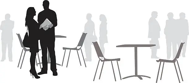 Vector illustration of Business Meet Vector Silhouette