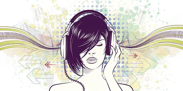 Vector illustration of Enjoying music