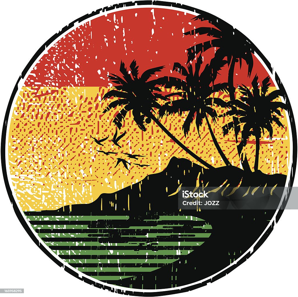 rasta island rastafari island sunset, grunge technique and plain colors Jamaica stock vector