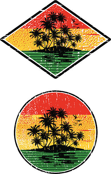 раста остров закат - reggae stock illustrations