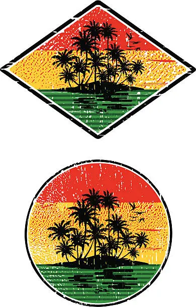 Vector illustration of rasta island sunset
