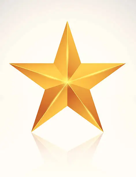 Vector illustration of A golden star on a white background