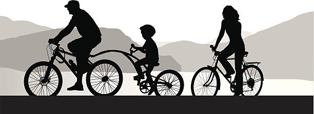 tandembike - focus on shadow women bicycle outdoors stock-grafiken, -clipart, -cartoons und -symbole