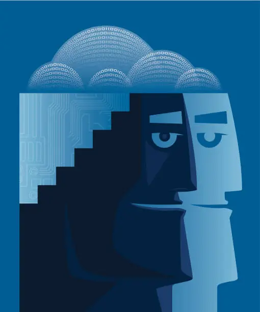 Vector illustration of man thinking silhouette