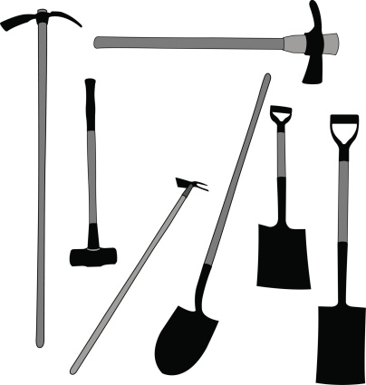 Shovels and Pick Axe - Garden Tools