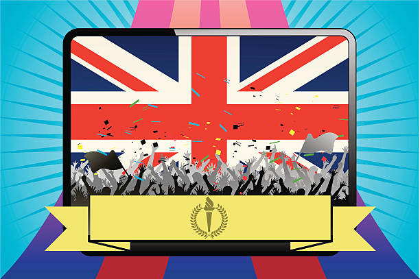 fans feiern mit england-flagge - fan england british culture english culture stock-grafiken, -clipart, -cartoons und -symbole