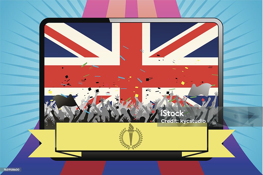 Les Fans de célébration avec drapeau de l'Angleterre - clipart vectoriel de Angleterre libre de droits