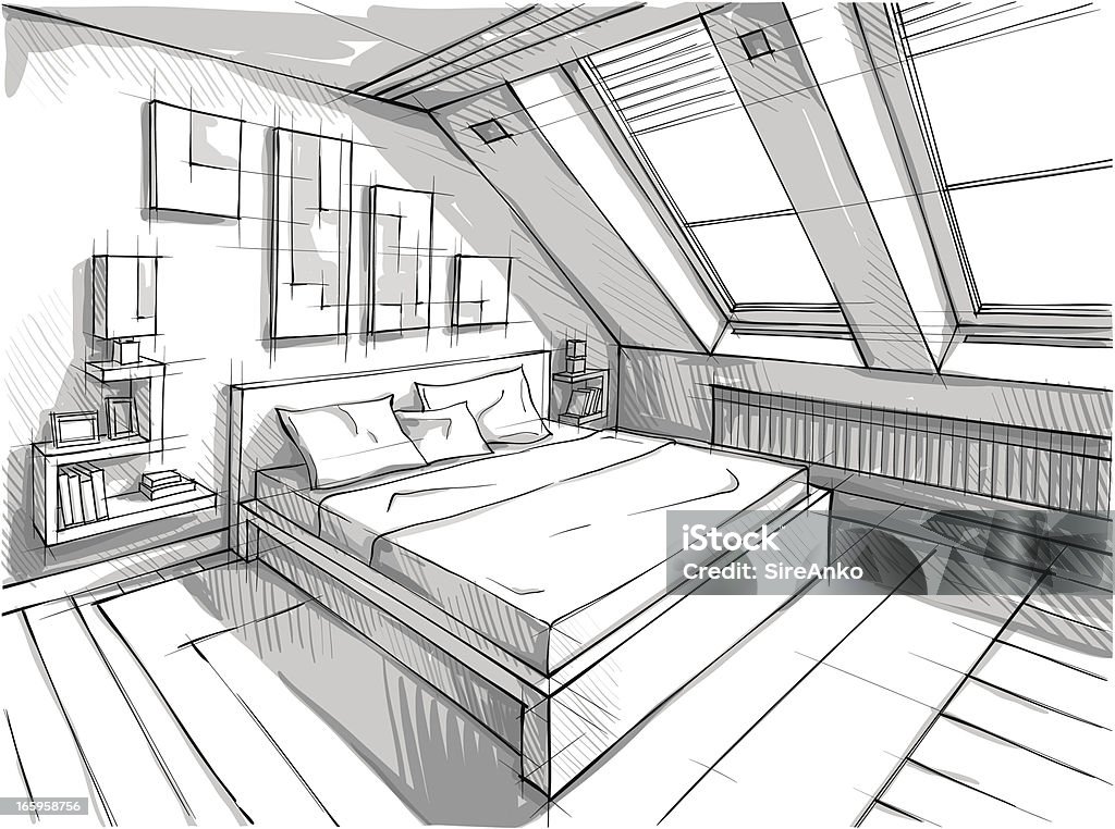 design Vector illustration of interior design. In the style of drawing. (ai 10 eps with transparency effect) Sketch stock vector