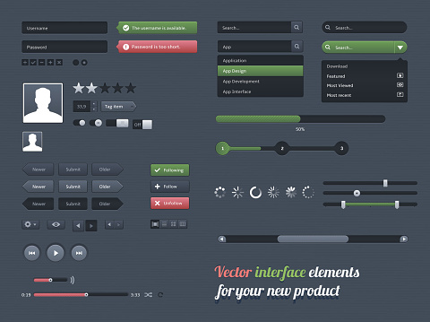 Website Interface Essentials Various Modern Collection Of Web Elements Stock Illustration - Download ...