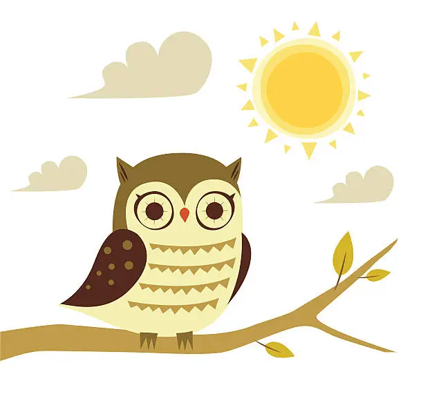 Vector illustration of Owl and sun