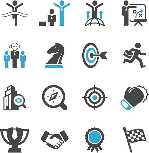 Vector illustration of Vector icon set with a business strategy theme
