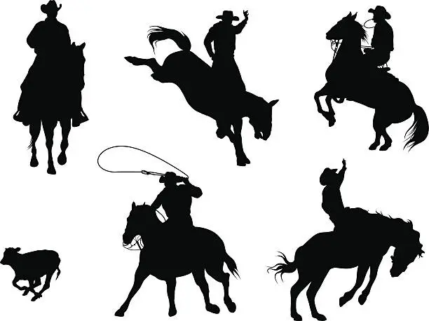 Vector illustration of Rodeo Stars Vector Silhouette