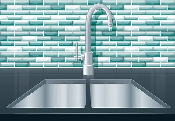 Vector illustration of Contemporary Kitchen Sink