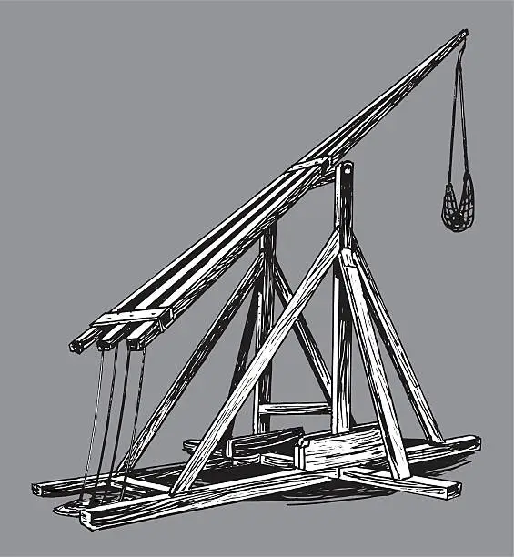 Vector illustration of Catapult - Medieval Weapon