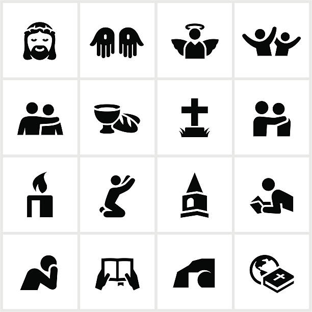 블랙 크리스티앙 faith 아이콘 - 종교 상징 stock illustrations