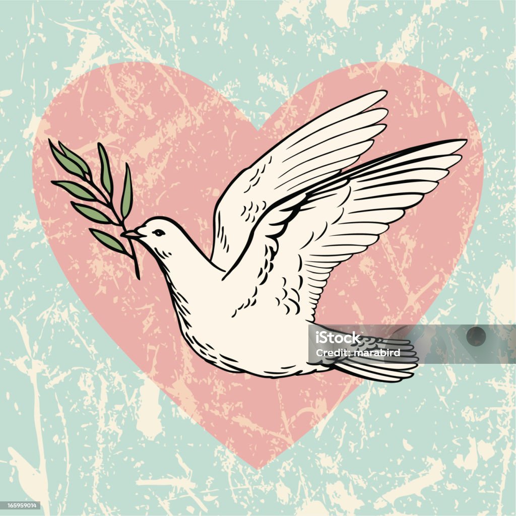 Dove of Peace with an Olive Branch Hand-painted and rendering as vector illustration. Each of elements can easily ungroup and remove. Dove - Bird stock vector