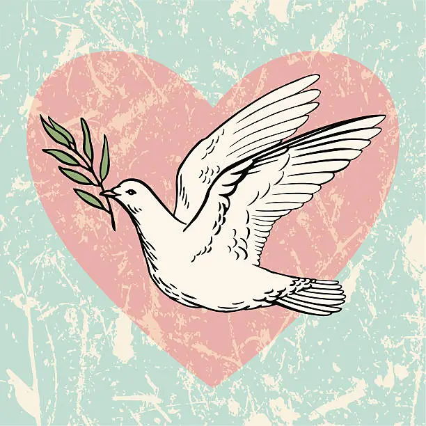 Vector illustration of Dove of Peace with an Olive Branch