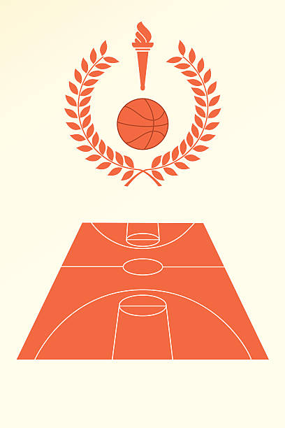 баскетбол плакат и эмблема - olympic athlete muscular build winning stock illustrations