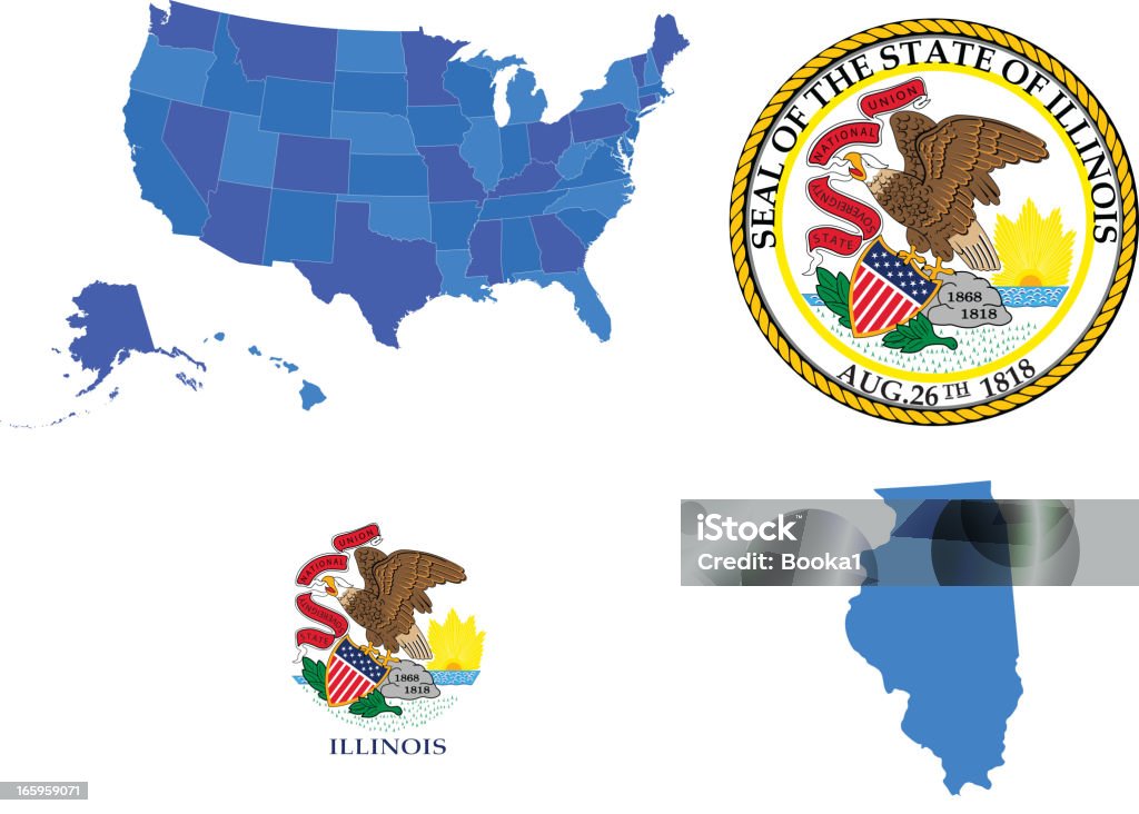 Illinois state set Vector illustration of Illinois state, contains: Seal - Animal stock vector