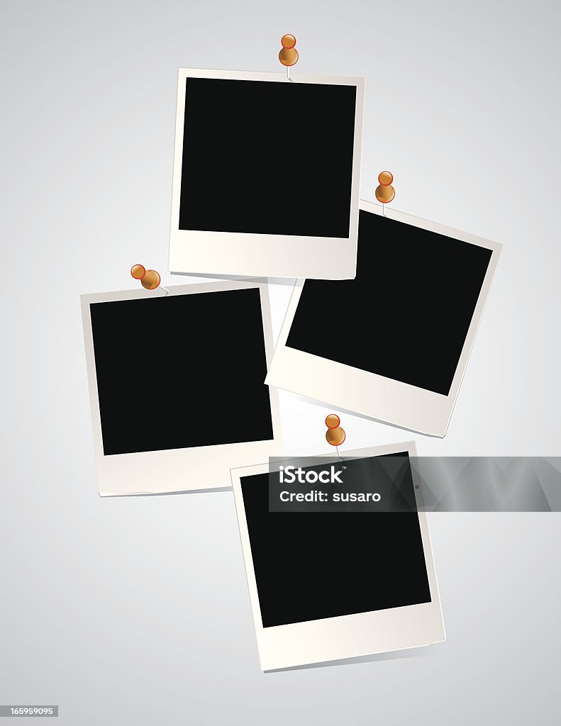 Polaroid фото с контактами на стене - Векторная графика Стена роялти-фри