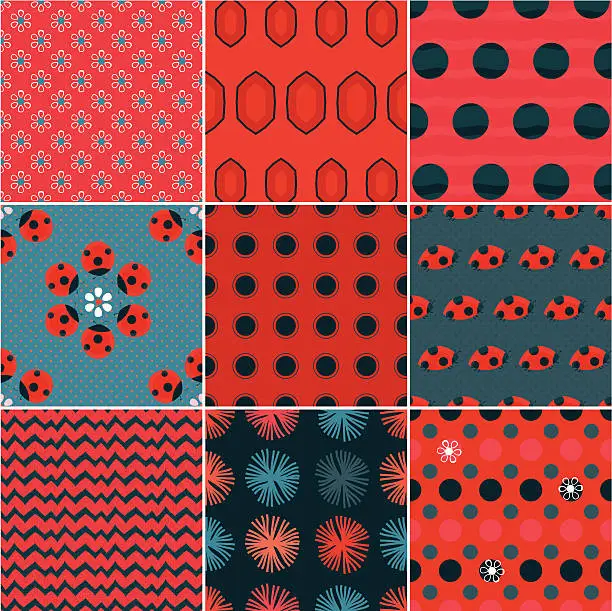 Vector illustration of Lady Bug Patterns