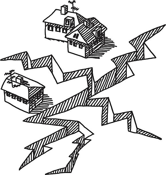  Ilustración de Terremoto De Grietas Edificios De Dibujo y más Vectores Libres de Derechos de Terremoto
